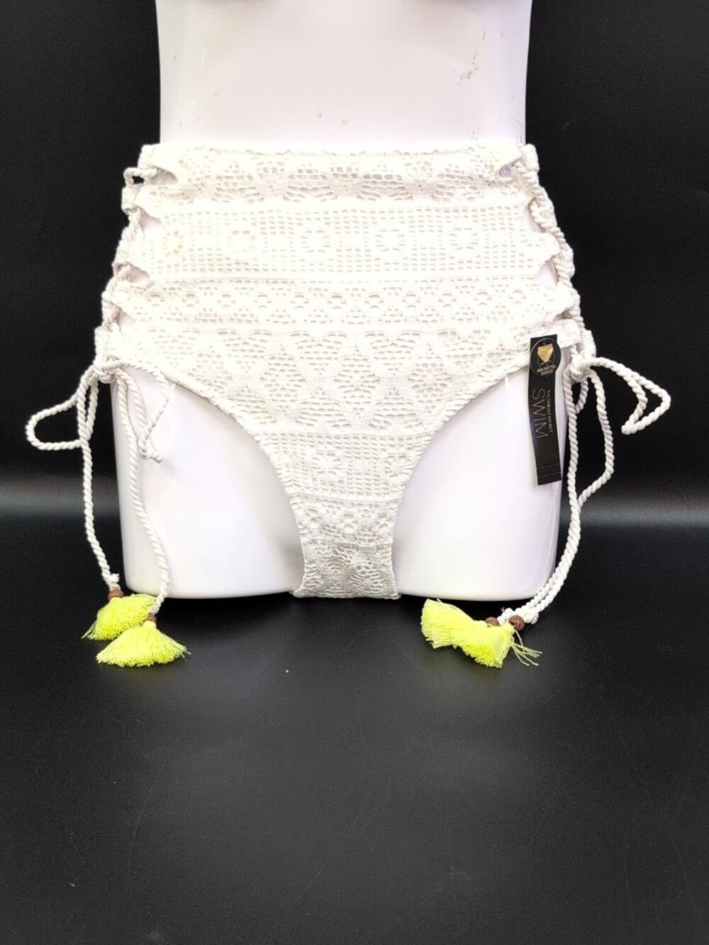 Victoria's Secret Crochet High Waist Tie Side Swim Bottom XS Coconut White